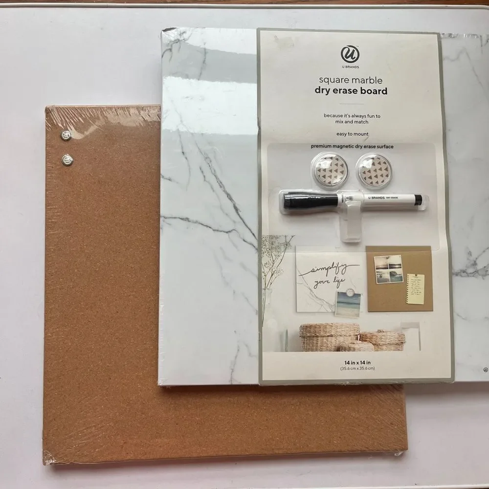 Marble Dry Erase Board with Cork Board